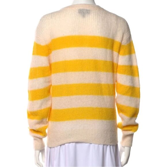A.P.C. Lia Yellow-Stripe Pullover Sweater Sz M Alpaca-Wool-Blend Paris - Picture 7 of 8